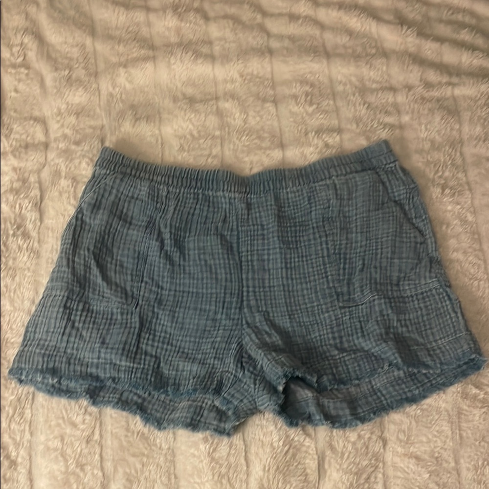 Blue Textured Shorts